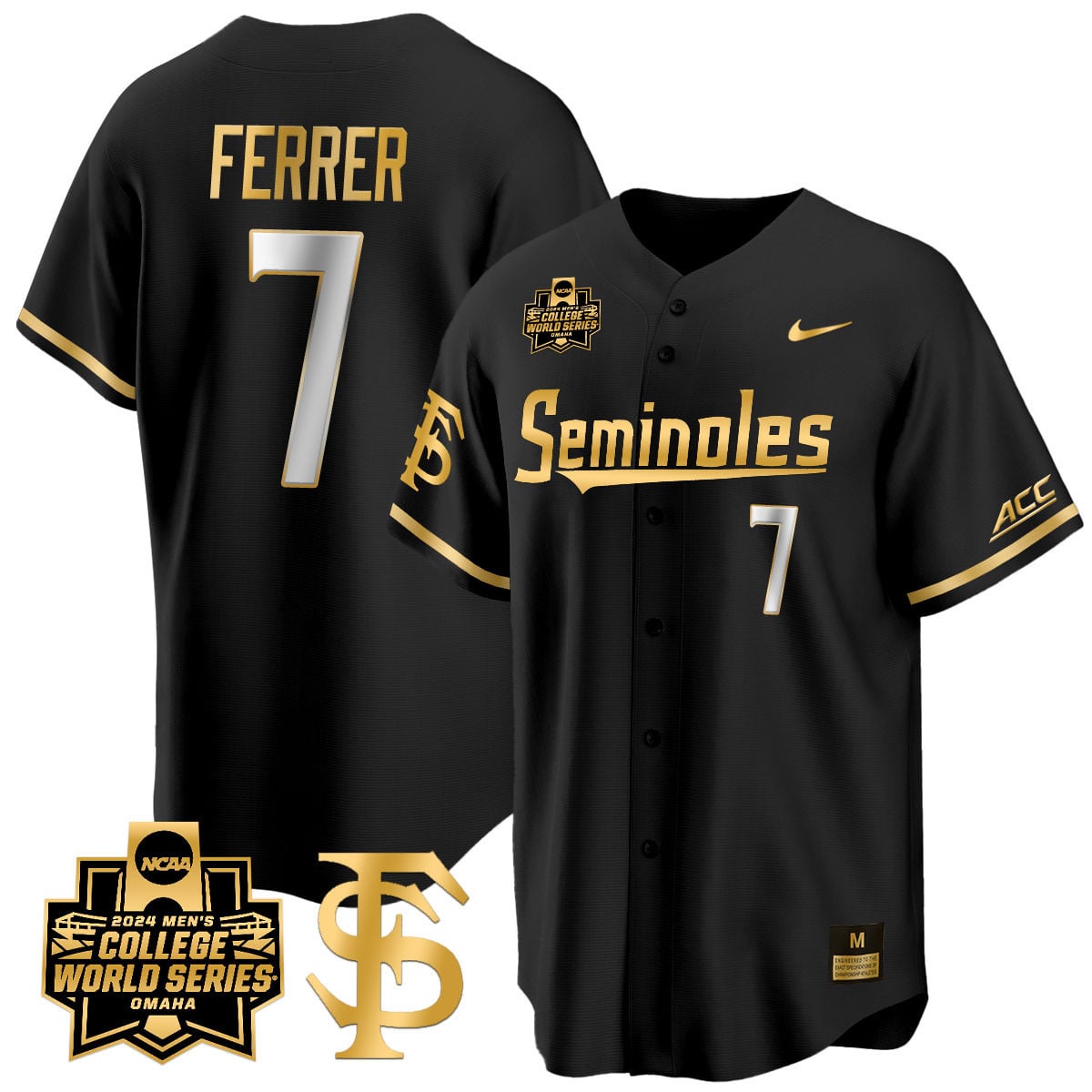 Men's Florida State Seminoles 2024 College World Series Vapor Premier Limited Jersey V1 - All Stitched