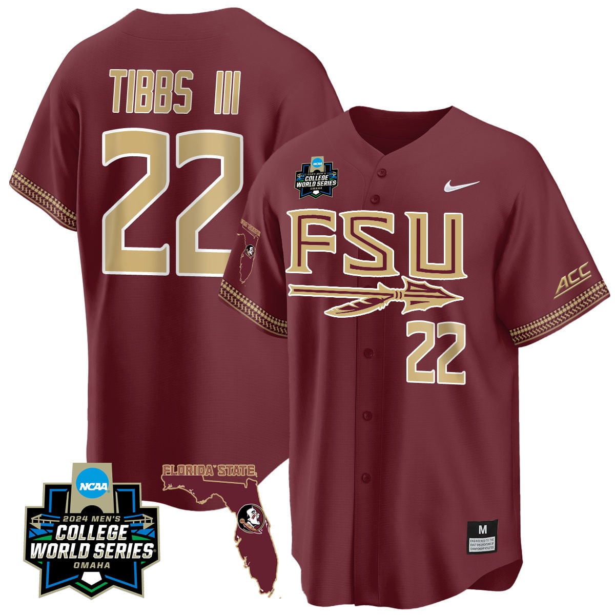 Men's Florida State Seminoles 2024 College World Series Vapor Premier Limited Jersey V2 - All Stitched