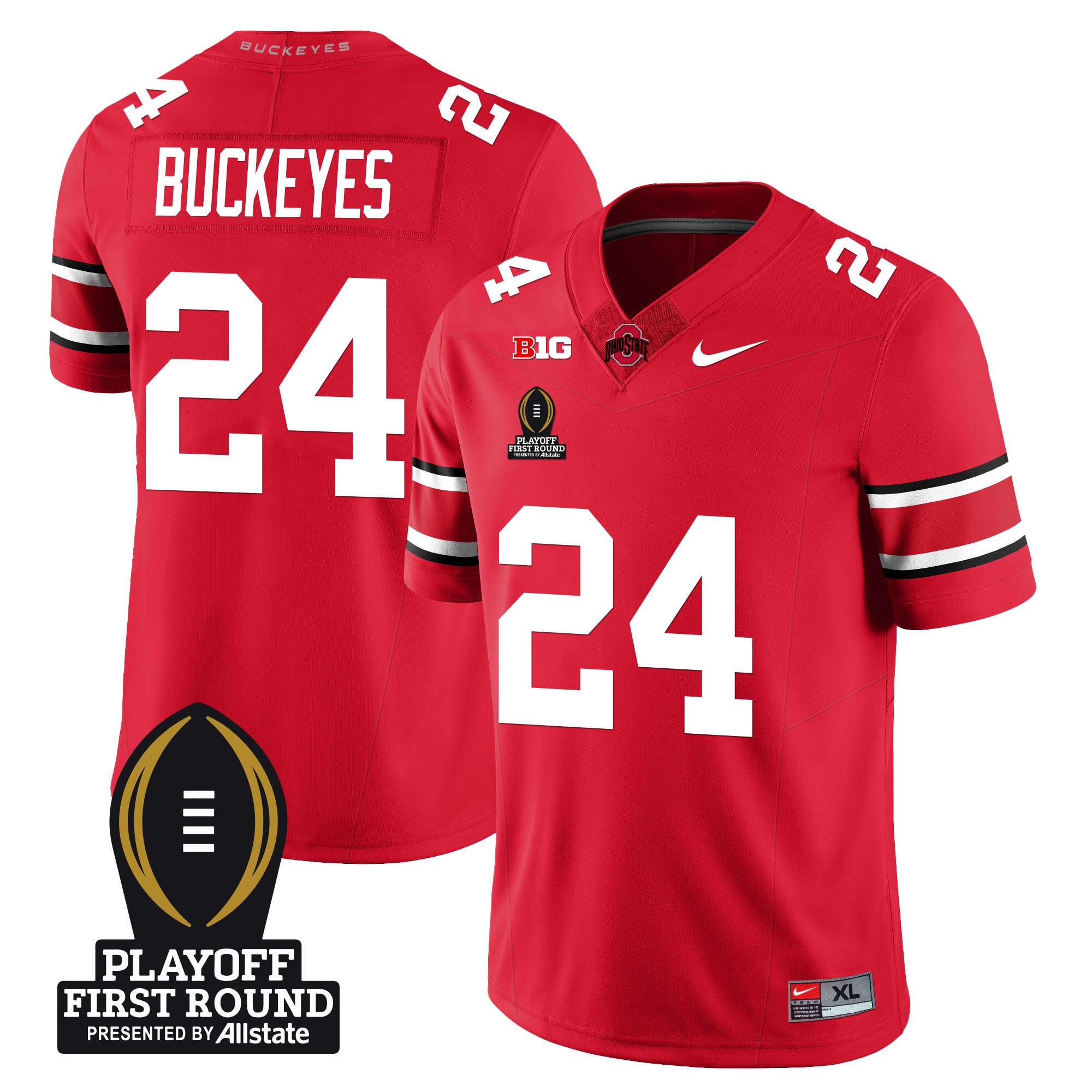 Men's Ohio State Buckeyes Football - Playoff First Round Patch - All Stitched