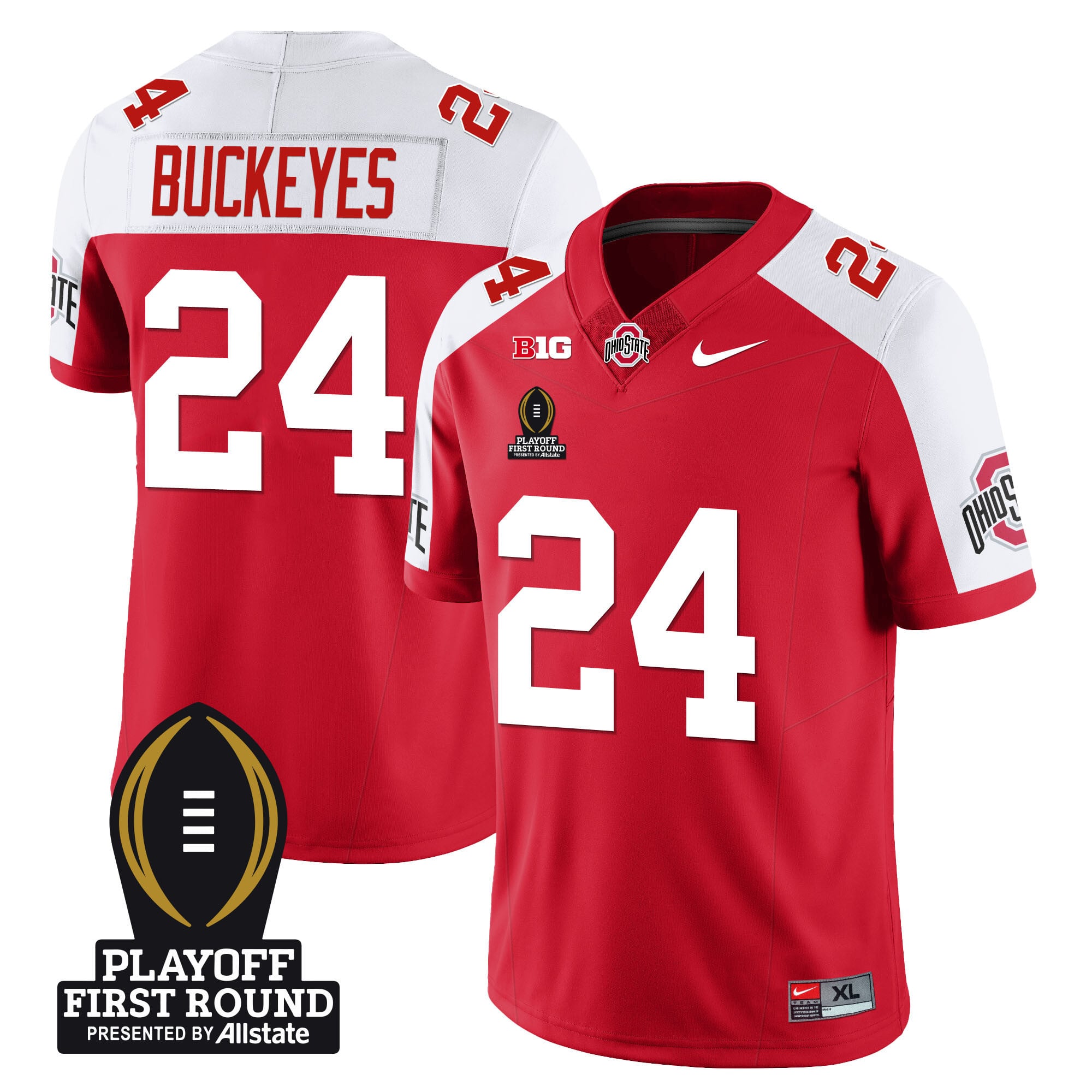 Men's Ohio State Buckeyes Football - Playoff First Round Patch - All Stitched