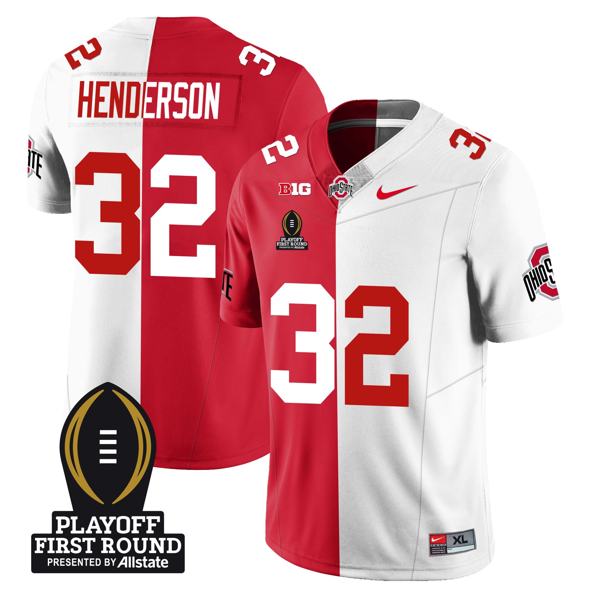 Men's Ohio State Buckeyes Football - Playoff First Round Patch - All Stitched