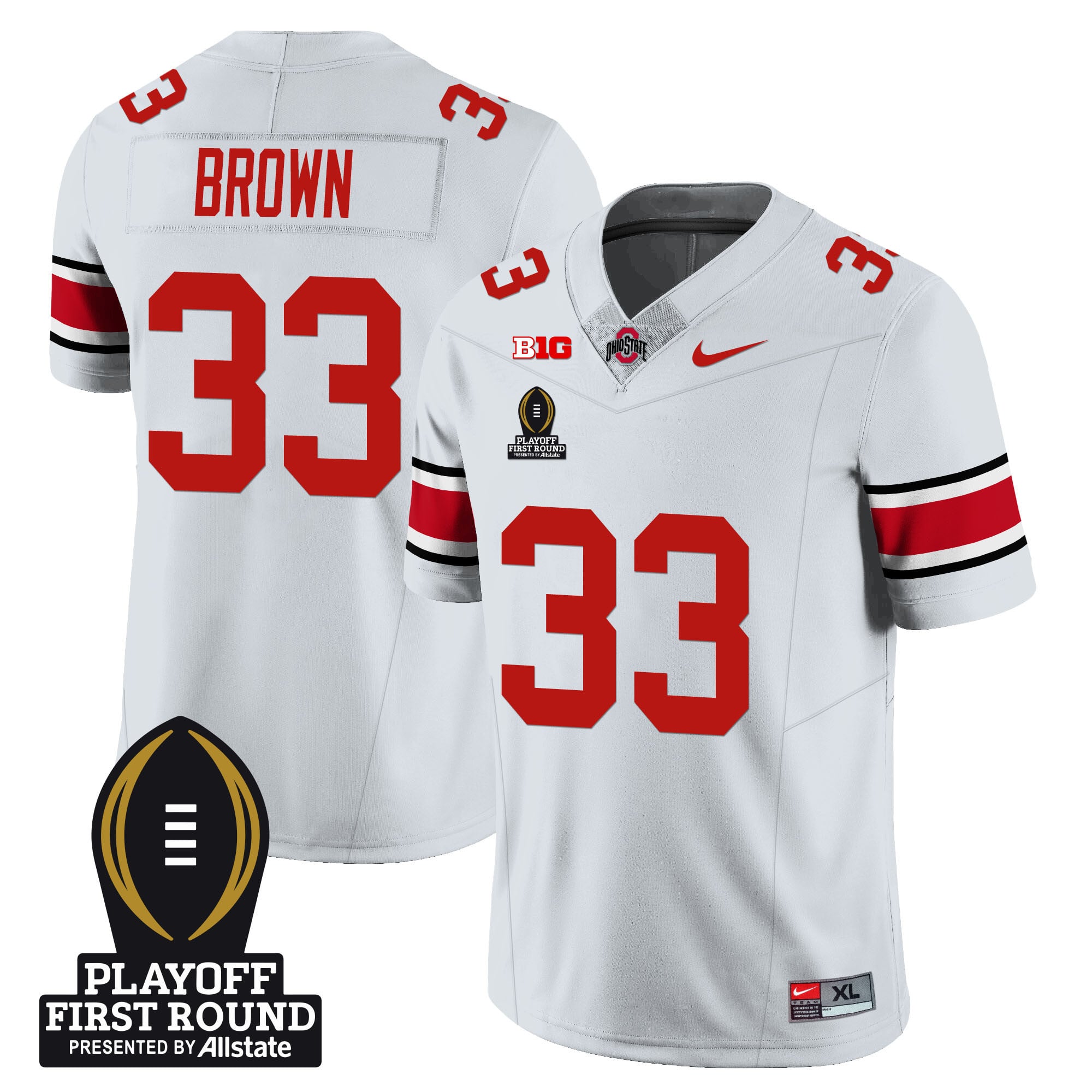 Men's Ohio State Buckeyes Football - Playoff First Round Patch - All Stitched