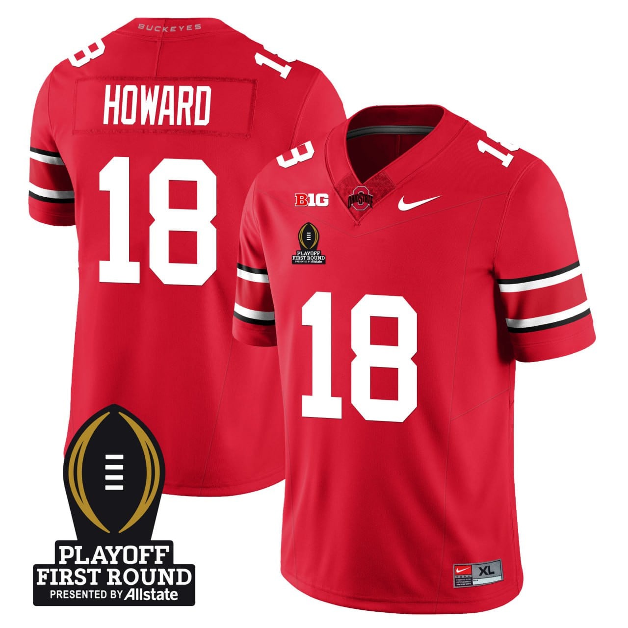 Men's Ohio State Buckeyes Football - Playoff First Round Patch - All Stitched
