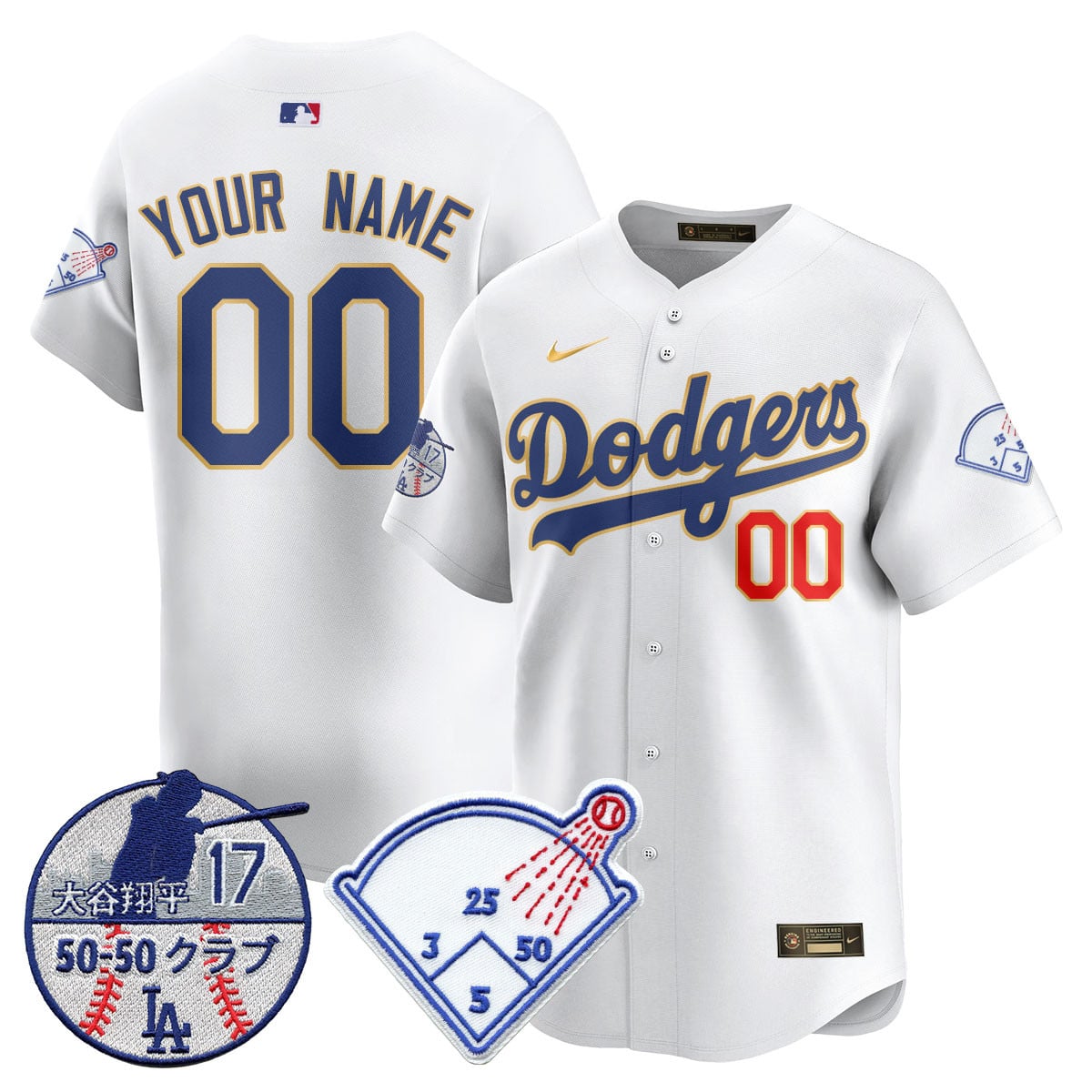 Custom Name/Gender Los Angeles Dodgers Vapor Limited Jersey - Shohei Ohtani Patch - All Stitched