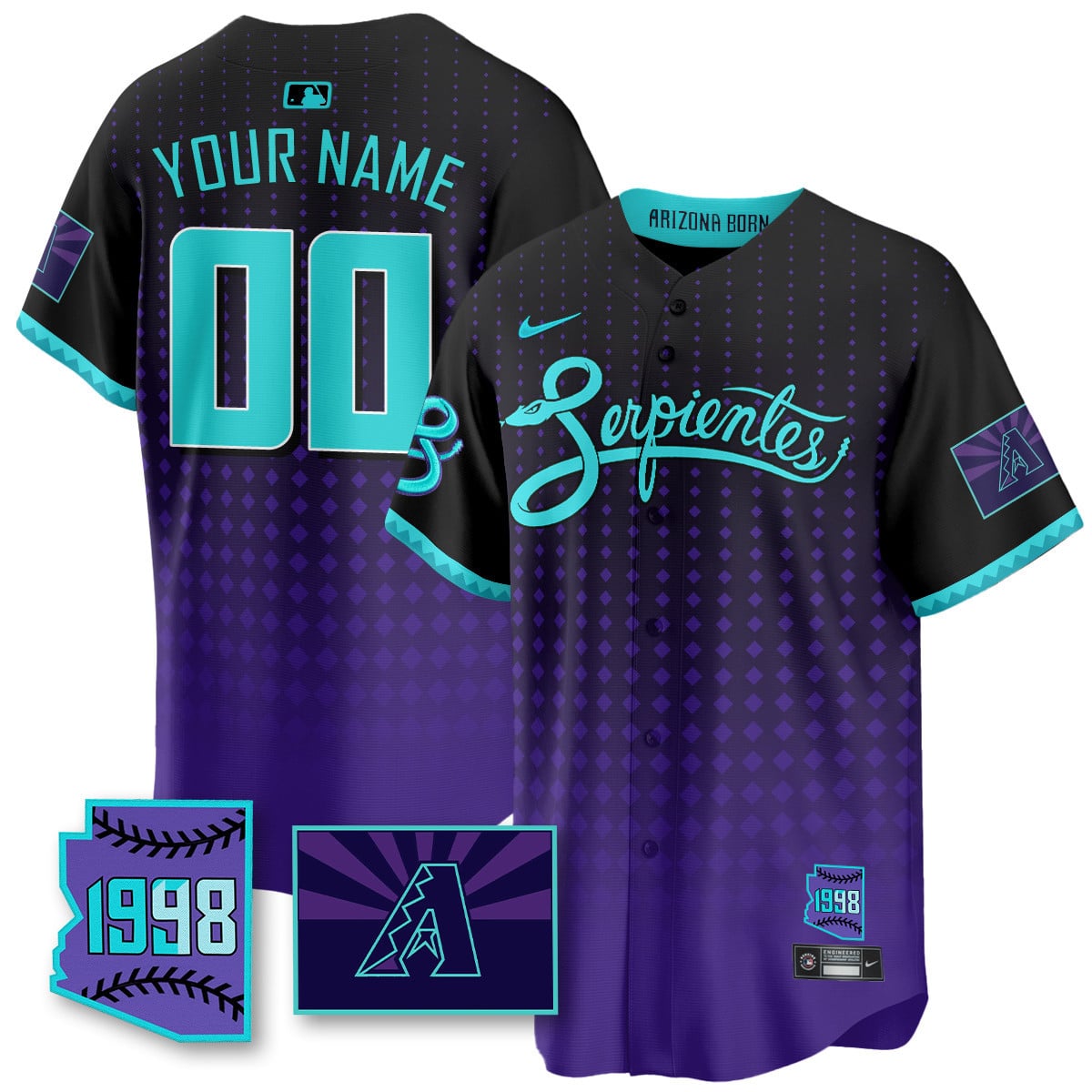 Custom Name/Gender Arizona Diamondbacks Purple for Second Serpientes City Connect Jersey - All Stitched