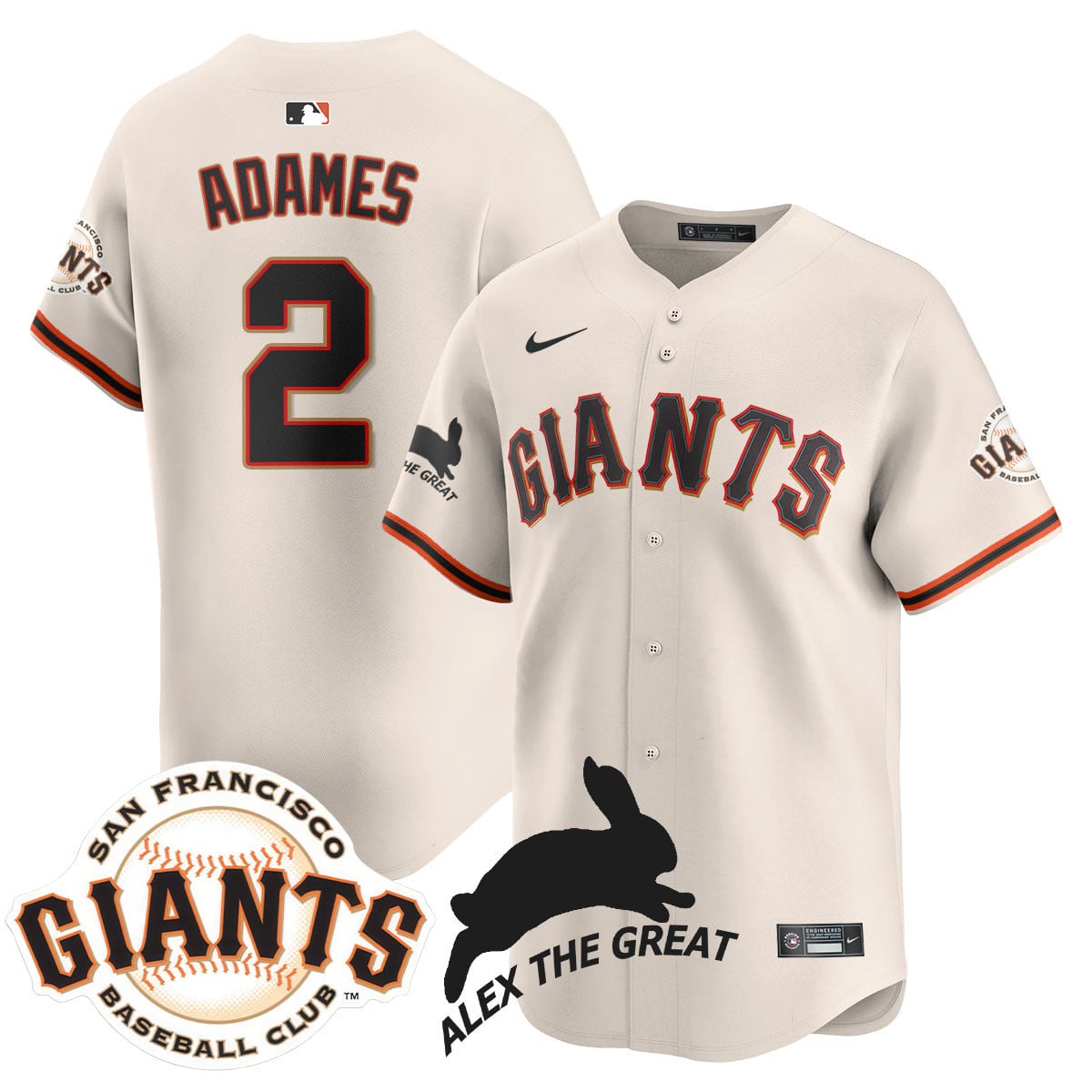 Custom San Francisco Giants "Alex the Great" Rabbit Memories 2025 Jersey - All Stitched