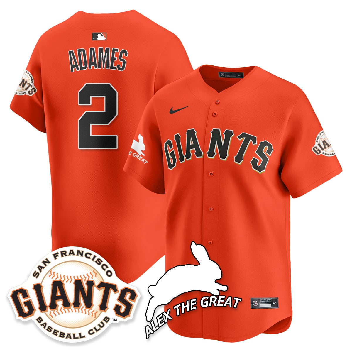 Custom San Francisco Giants "Alex the Great" Rabbit Memories 2025 Jersey - All Stitched