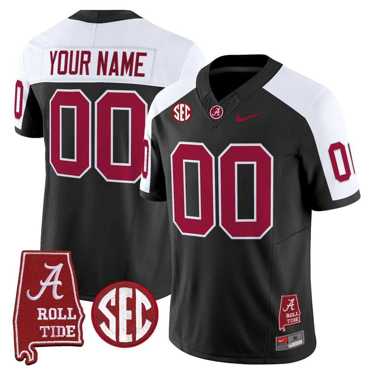 Custom Alabama Crimson Tide Throwback Vapor Limited Jersey - Alabama Map - All Stitched