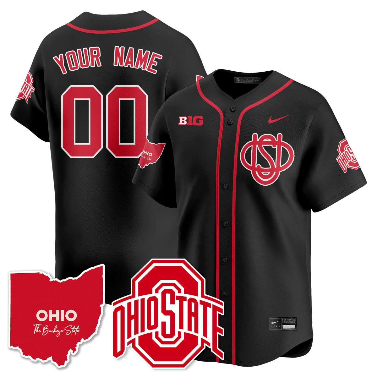 Ohio State Buckeyes 2025 Wordmark Custom Jersey - All Stitched