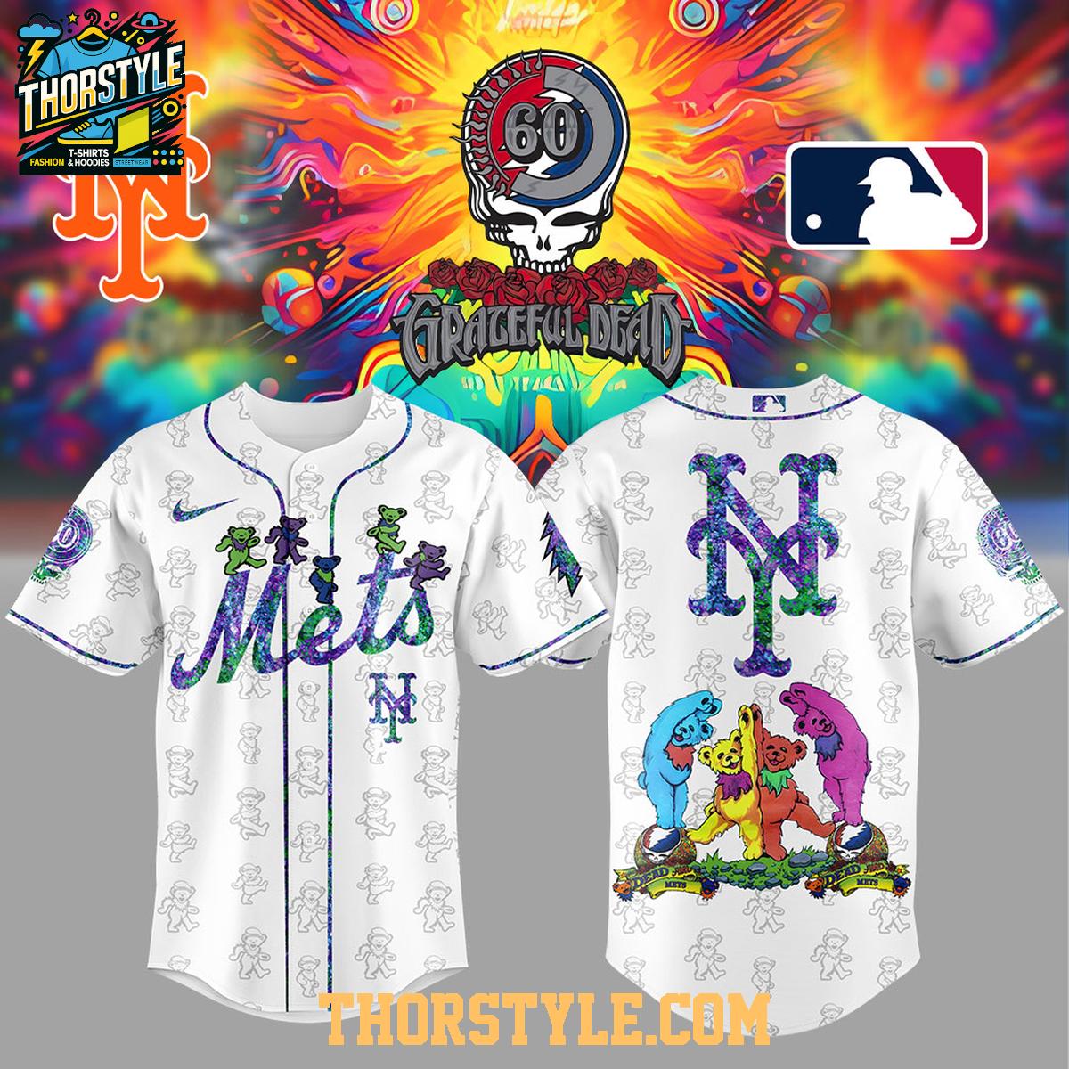 New York Mets Memory Grateful Dead 60th Anniversary 2025 Baseball Jersey