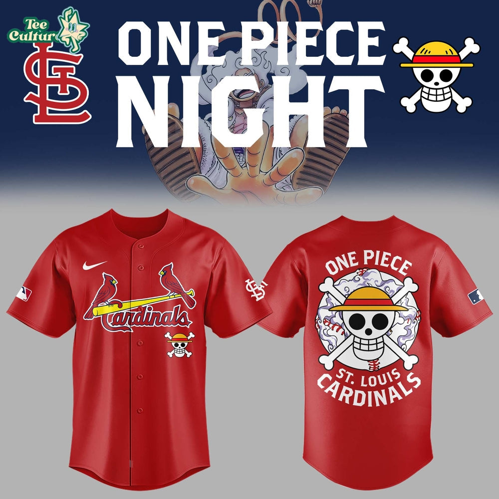 St. Louis Cardinals x One Piece Night Red Jersey – Anime x Baseball Limited Edition