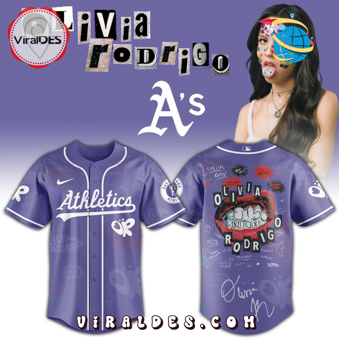 Athletics MLB x Olivia Rodrigo Guts World Tour Jersey