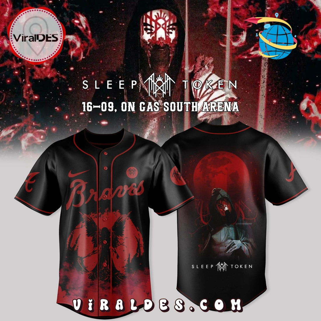 Atlanta Braves x Sleep Token Black Baseball Jersey