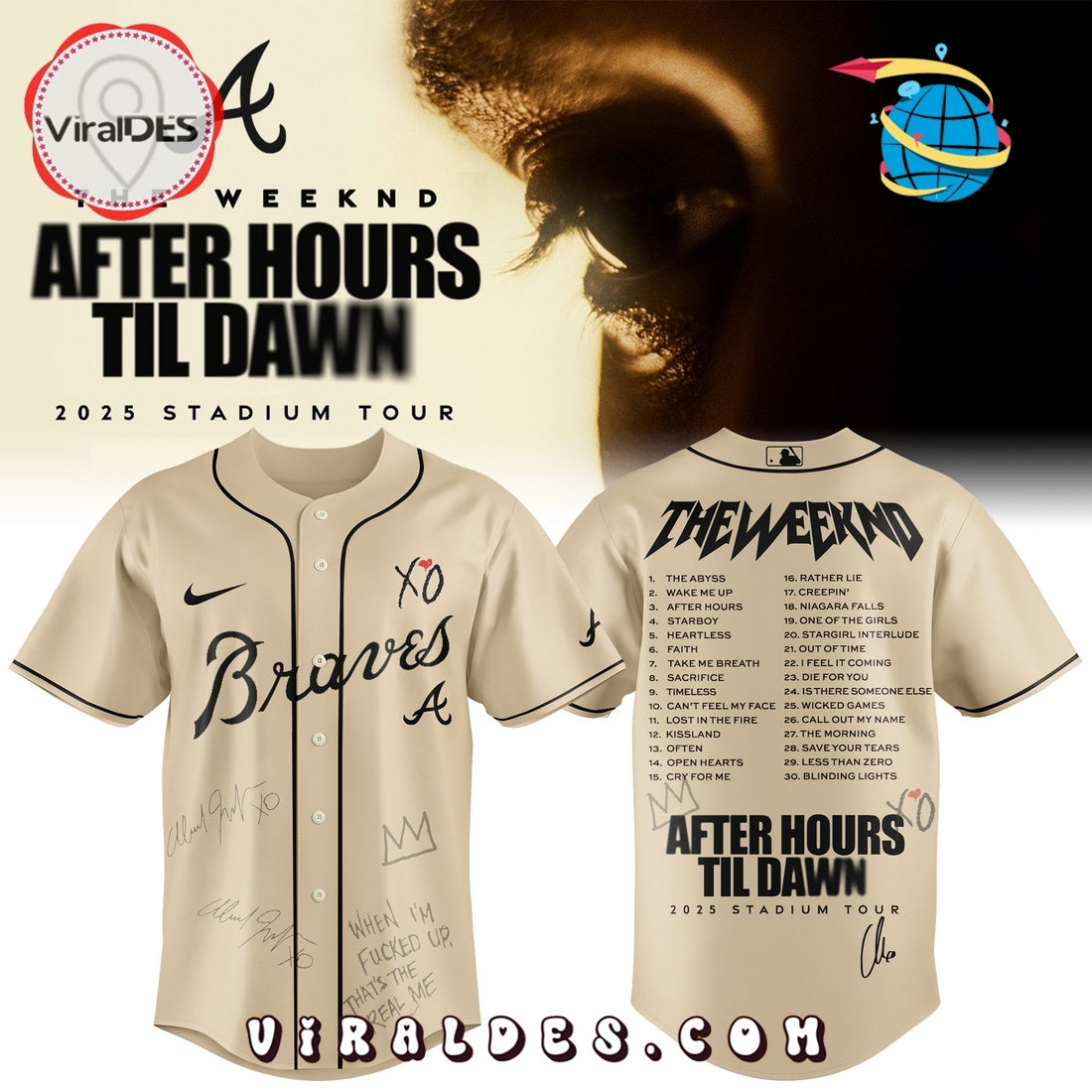 Atlanta Braves x The Weeknd After Hours Til Dawn Baseball Jersey