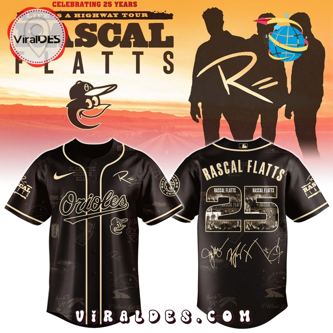 Baltimore Orioles MLB x Rascal Flatts Life Is a Highway Tour Jersey