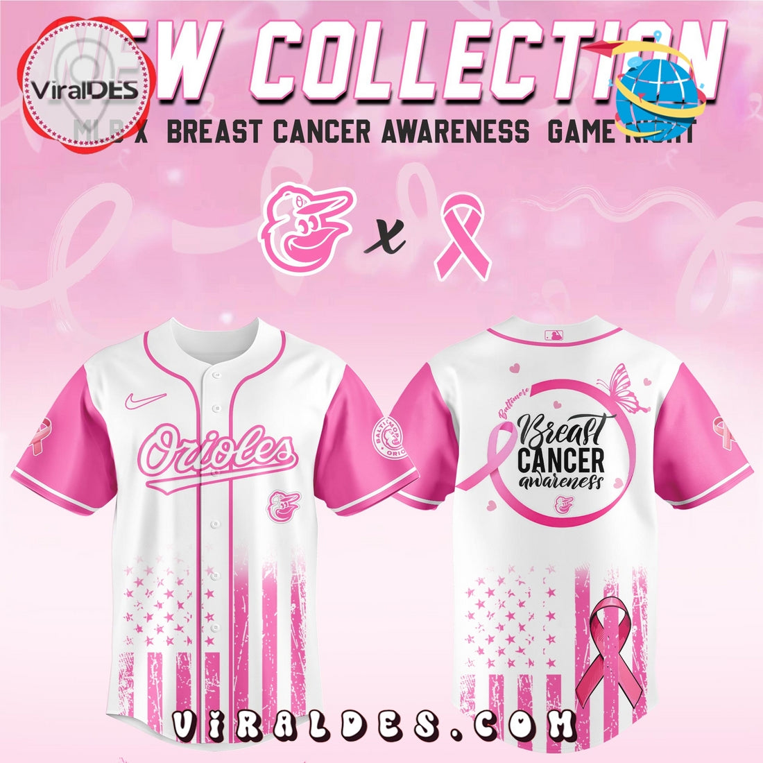 Baltimore Orioles x Breast Cancer Awareness Game Night Baseball Jersey