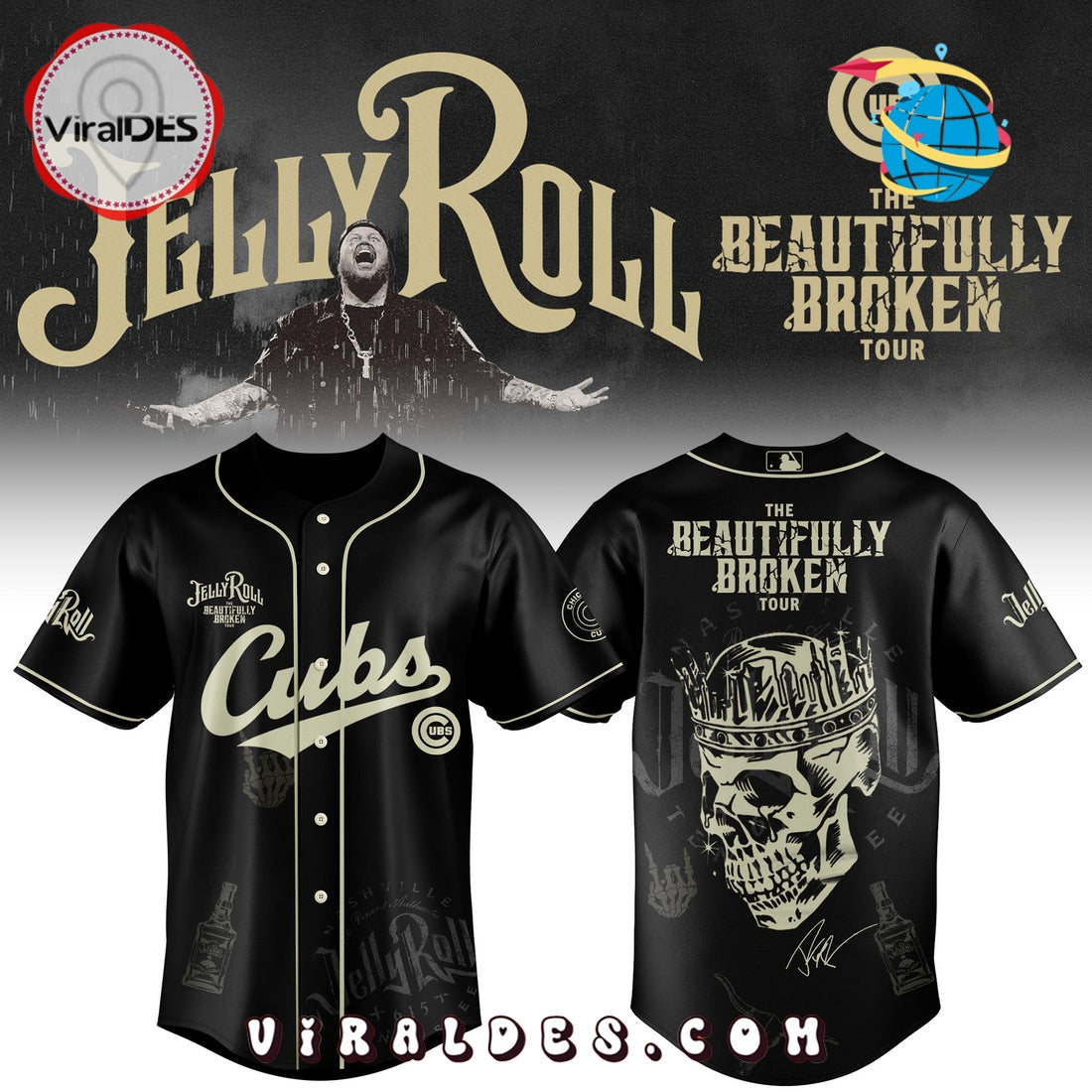 Chicago Cubs x Jelly Roll Tour Baseball Jersey