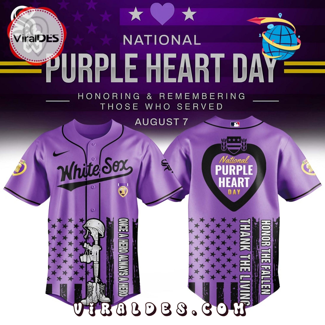 Chicago White Sox MLB x Purple Heart Day Baseball Jersey