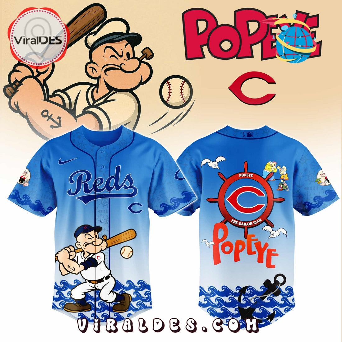 Cincinnati Reds MLB x Popeye Baseball Jersey
