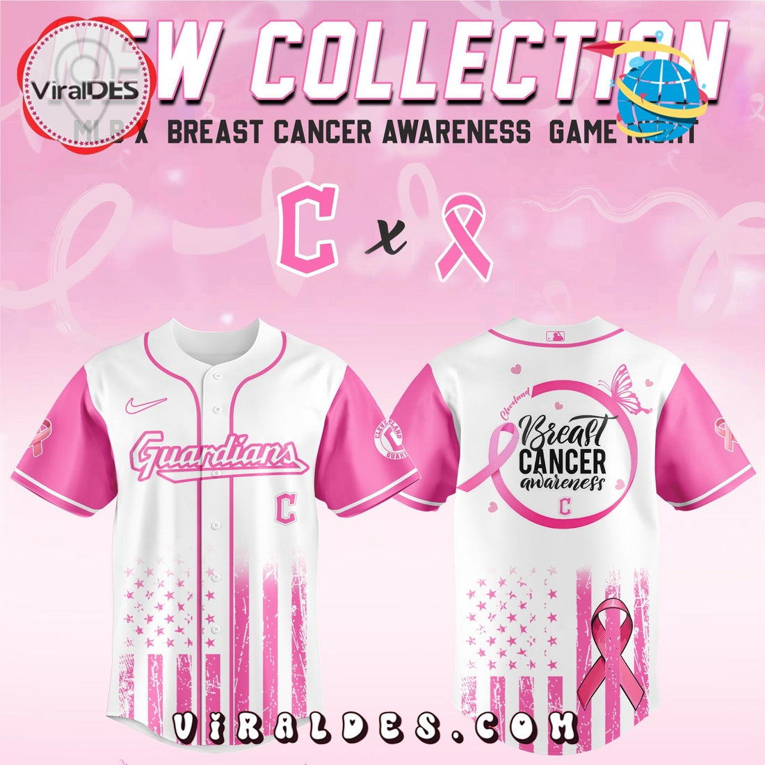 Cleveland Guardians x Breast Cancer Awareness Game Night Baseball Jersey