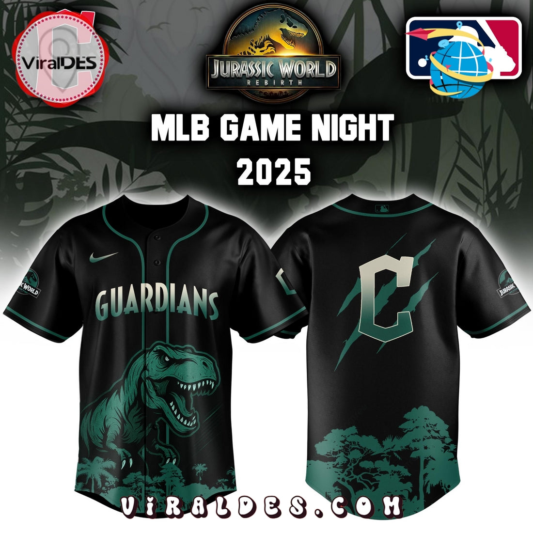 Cleveland Guardians x Jurassic World Baseball Jersey