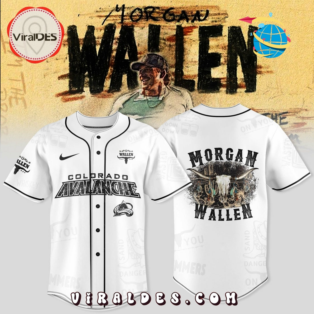 Colorado Avalanche x Morgan Wallen Baseball Jersey