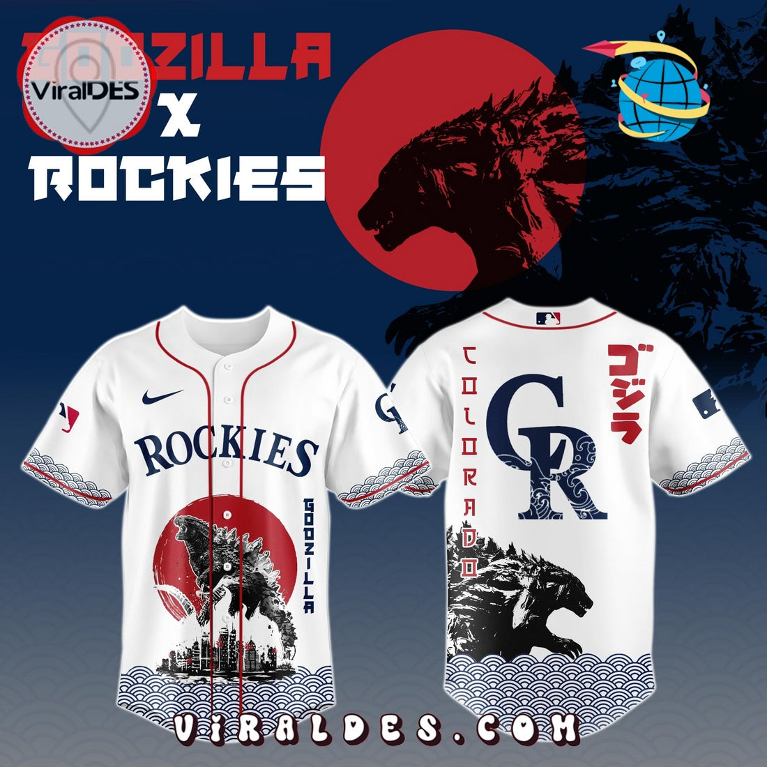 Colorado Rockies MLB x Godzilla Baseball Jersey