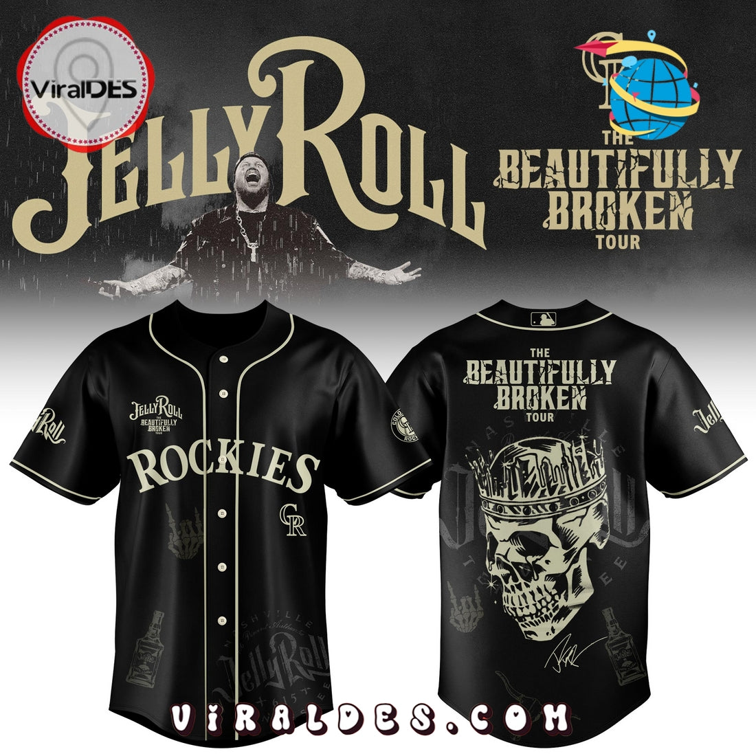 Colorado Rockies x Jelly Roll Tour Baseball Jersey