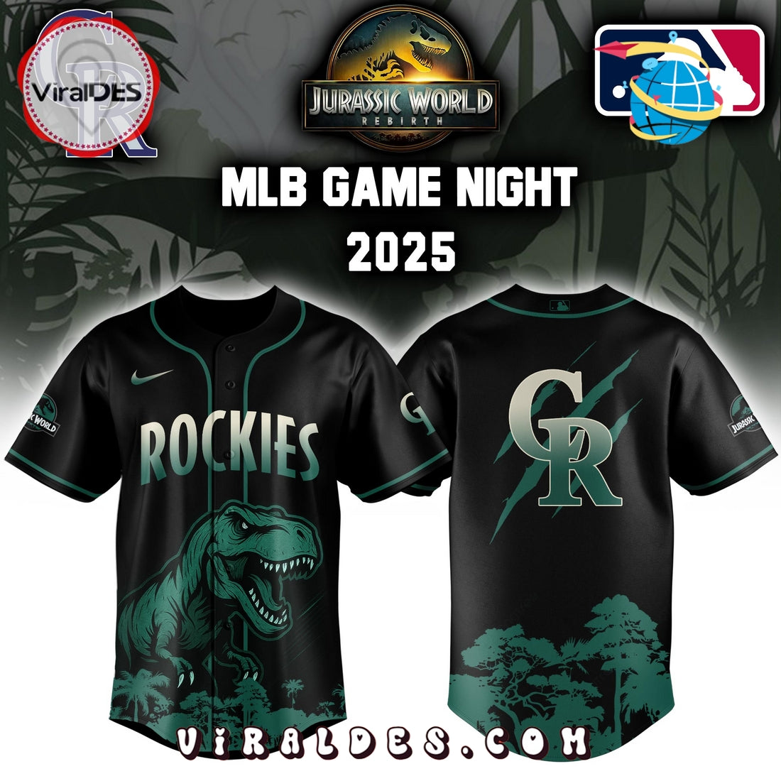 Colorado Rockies x Jurassic World Baseball Jersey