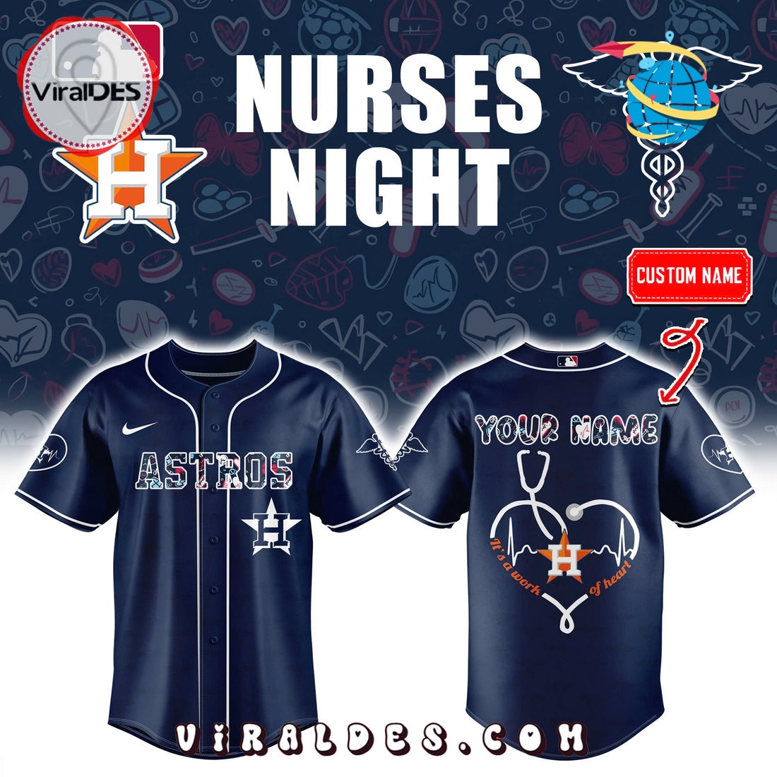 Custom Nurses Night x Houston Astros Baseball Jersey