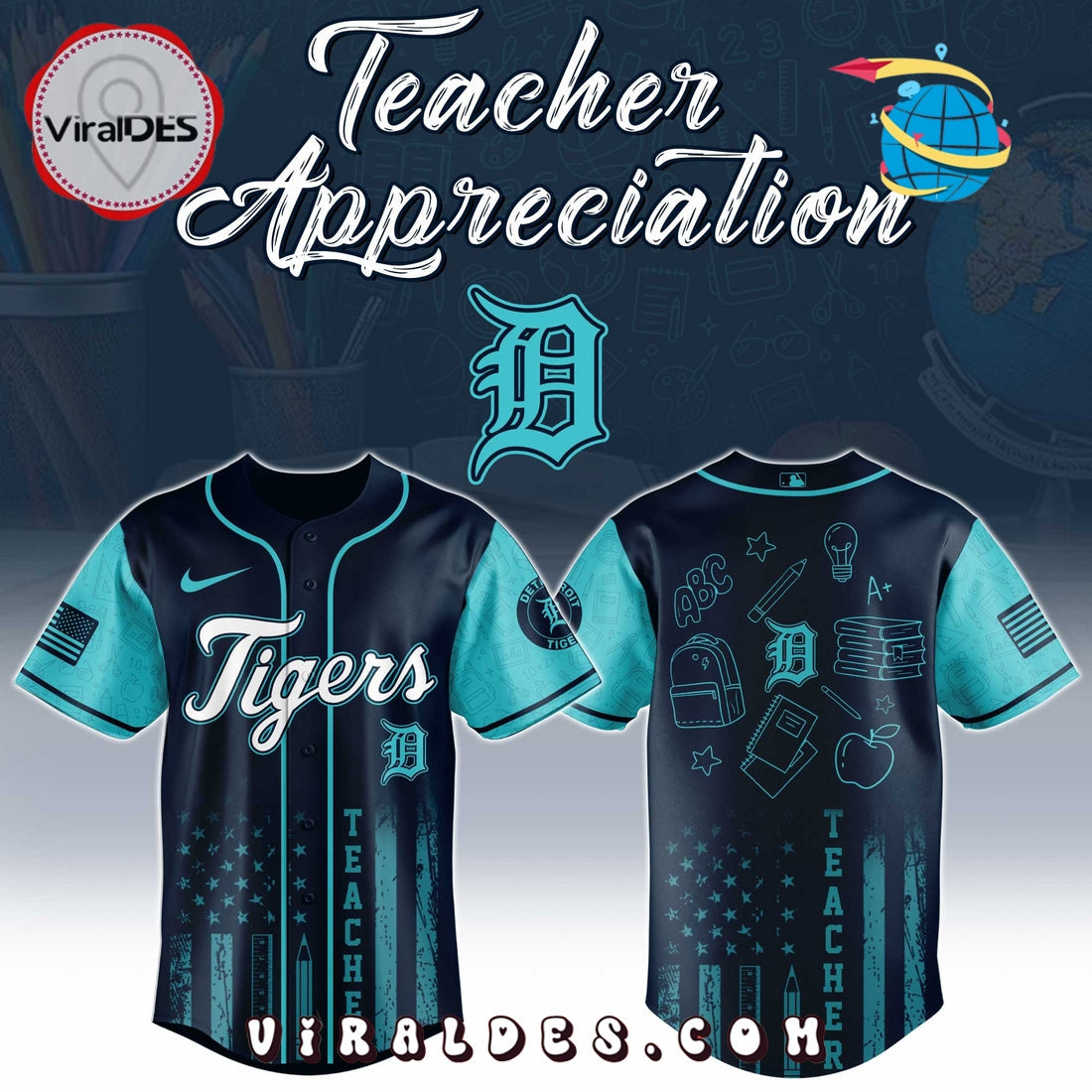Detroit Tigers MLB x Teacher Appreciation Day Baseball Jersey