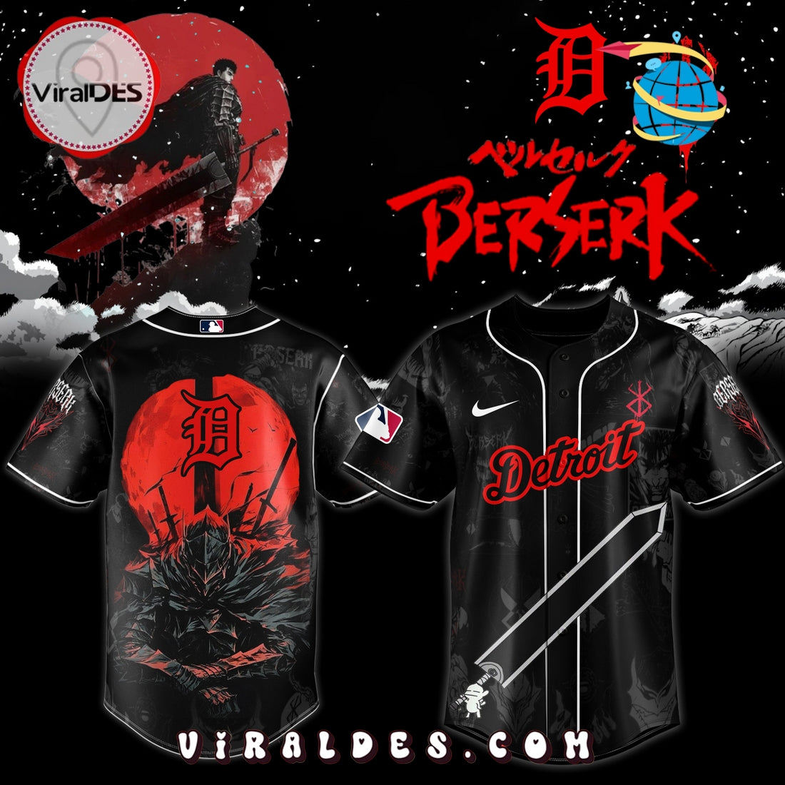 Detroit Tigers x Berserk Limited Edition Baseball Jersey