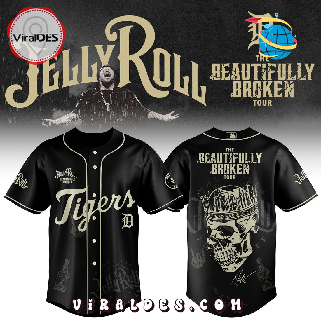 Detroit Tigers x Jelly Roll Tour Baseball Jersey