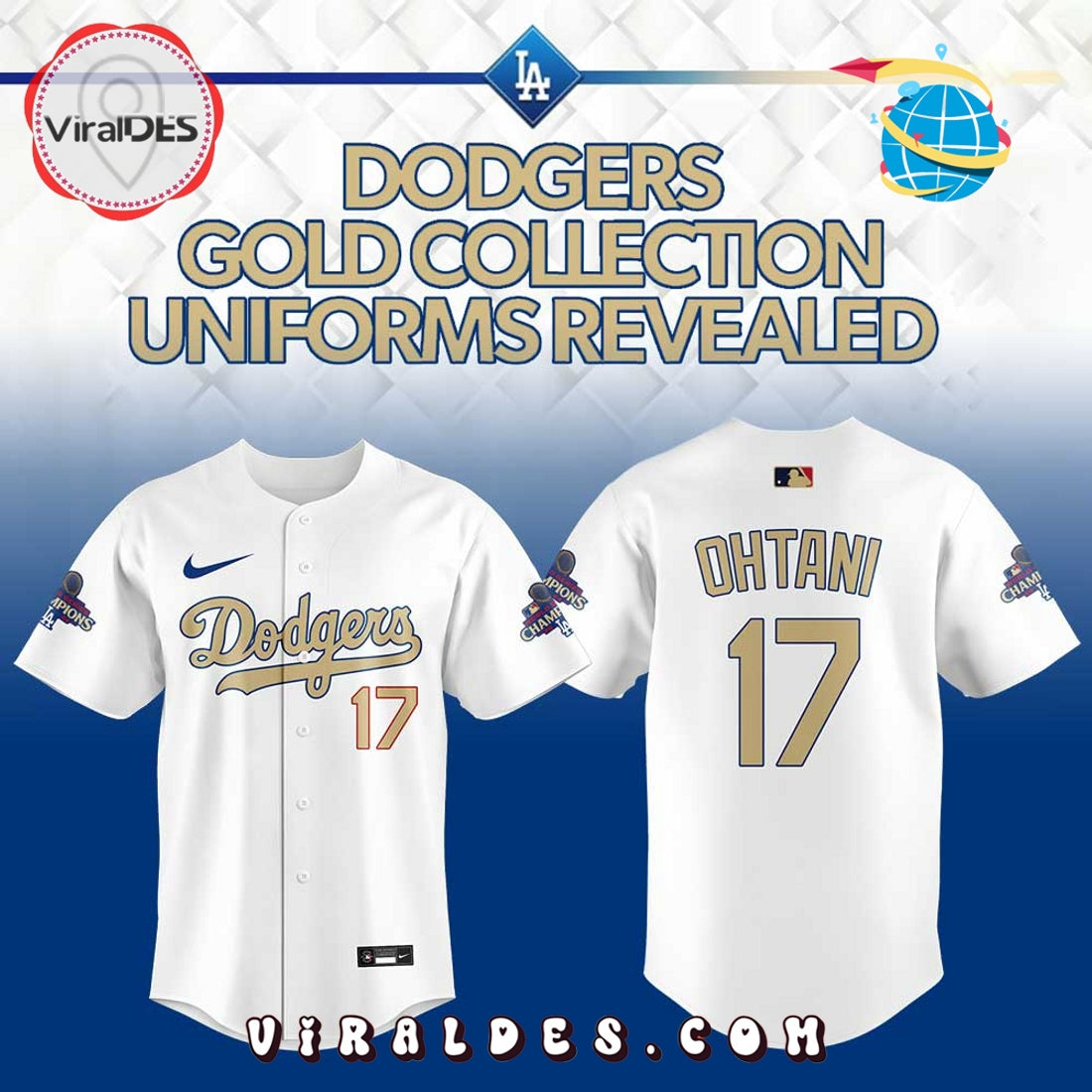 Dodgers Gold Collection Uniforms Shohei Ohtani Baseball Jersey