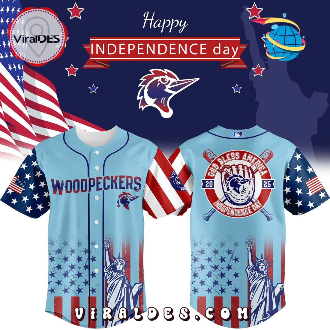 Fayetteville Woodpeckers Happy Independence Day Jersey