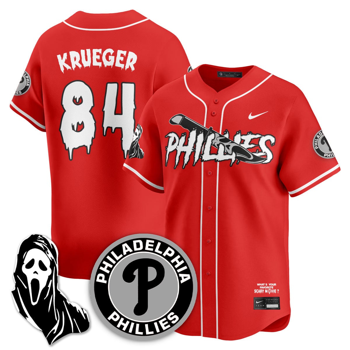 Men's Philadelphia Phillies "Scream Ghostface" Jersey - Stitched