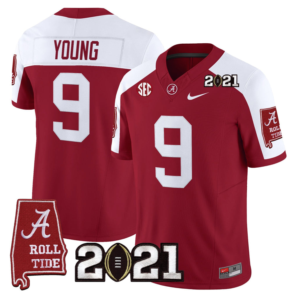 Men's Alabama Crimson Tide '2021 CFP National Championship' Vapor Limited Jersey - Alabama Map - All Stitched