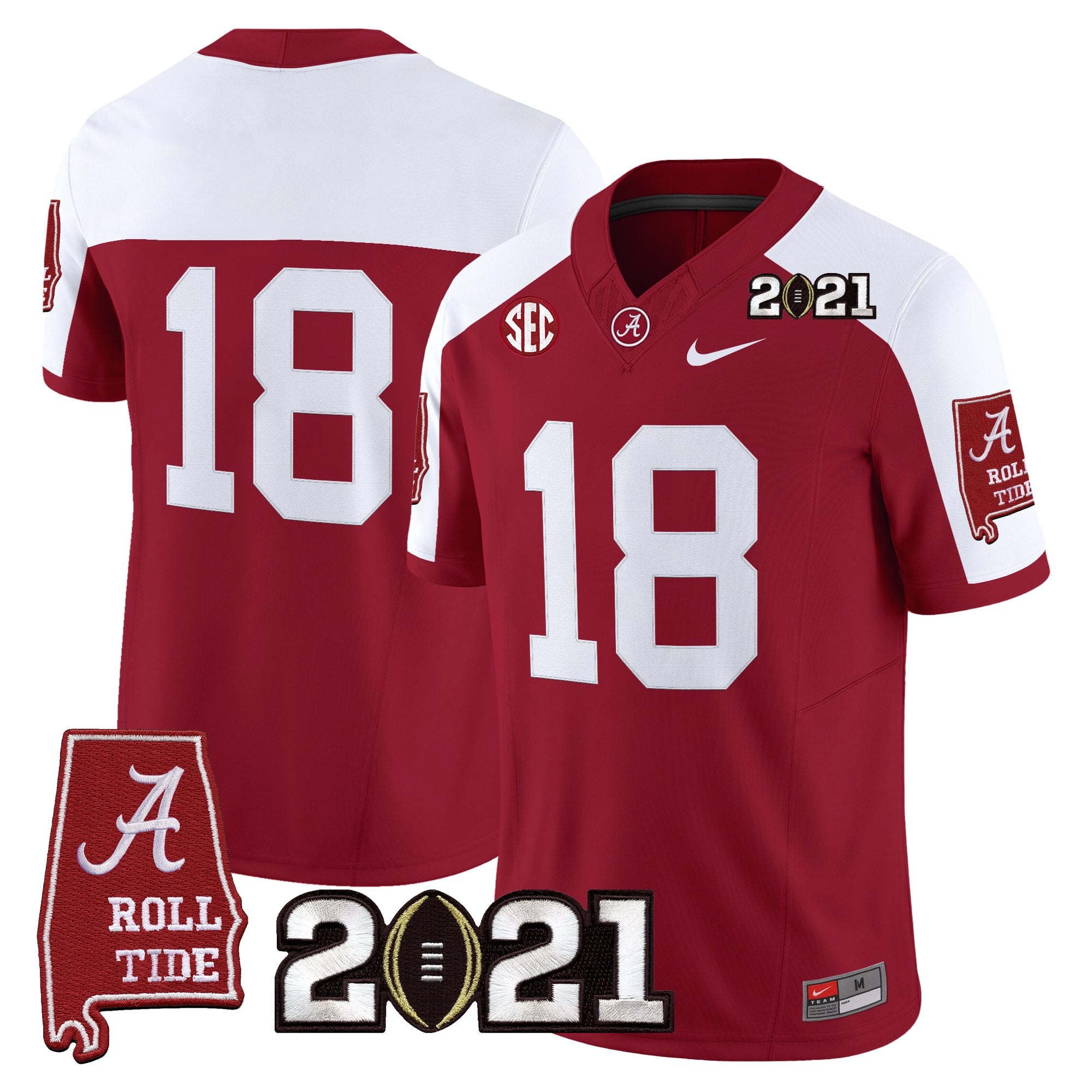 Men's Alabama Crimson Tide '2021 CFP National Championship' Vapor Limited Jersey - Alabama Map - All Stitched