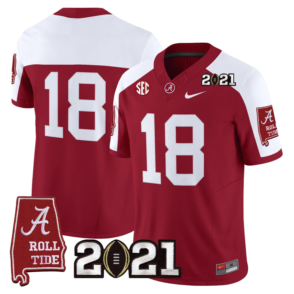 Men's Alabama Crimson Tide '2021 CFP National Championship' Vapor Limited Jersey - Alabama Map - All Stitched