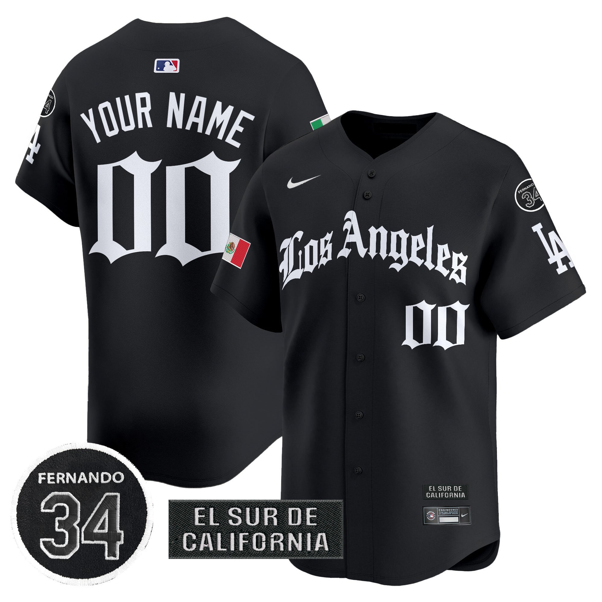 Dodgers Mexico 2025 LA Gothic Style Patch Vapor Premier Limited Custom Jersey - All Stitched