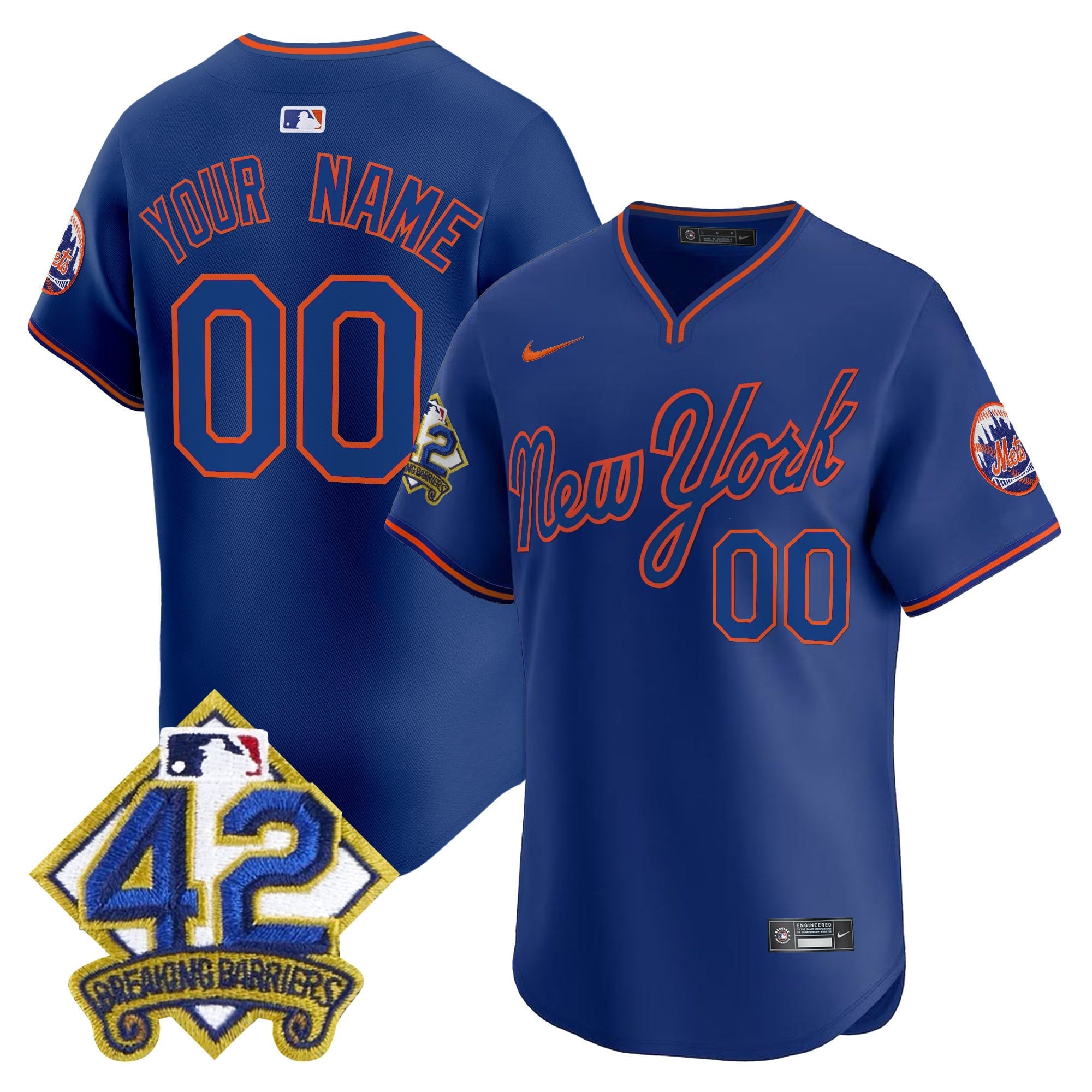 New York Mets 2025 Jackie Robinson Patch Road Alternate Custom Jersey  All Stitched