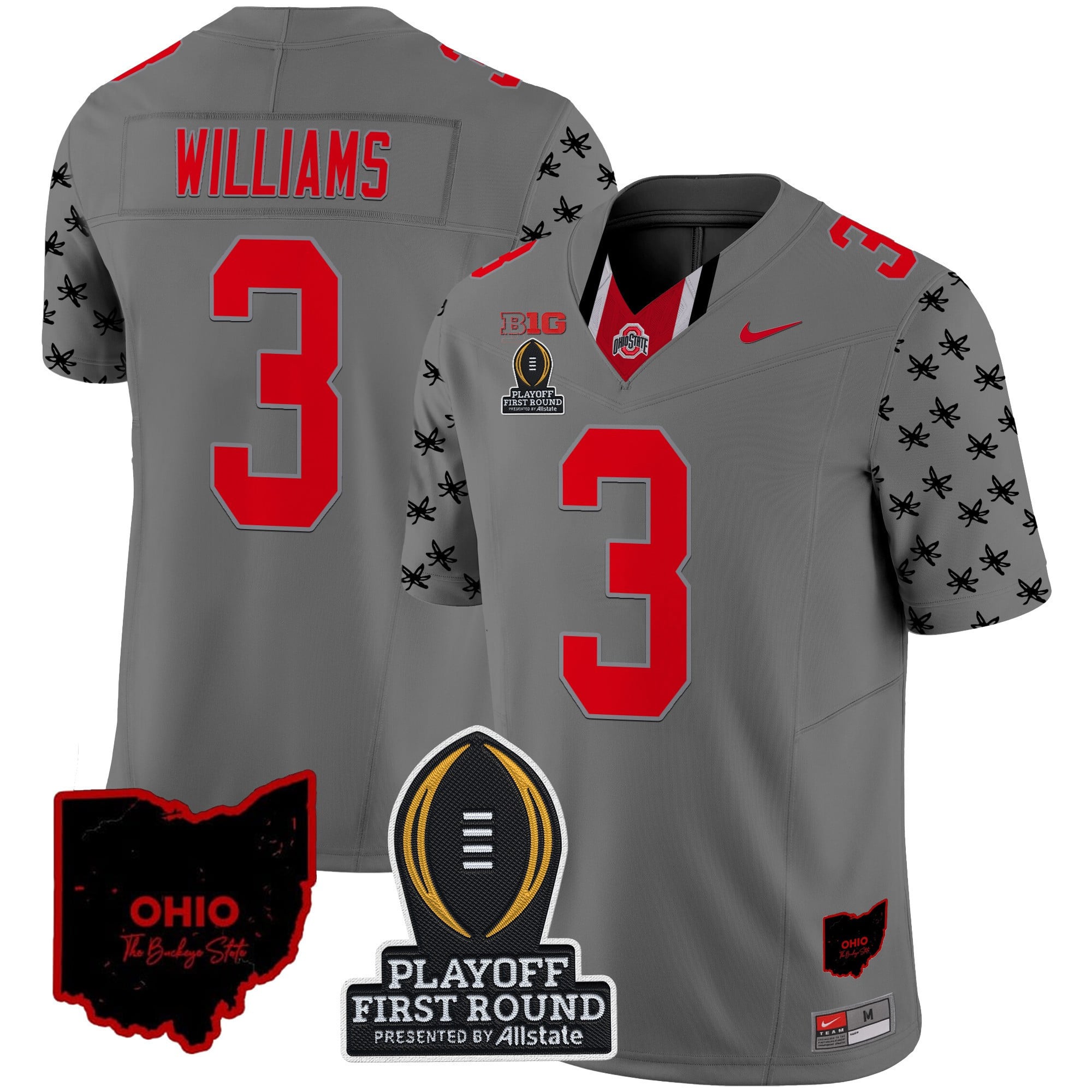 Men's Ohio State Buckeyes 2024 Playoff First Round Patch Vapor Limited Jersey - All Stitched
