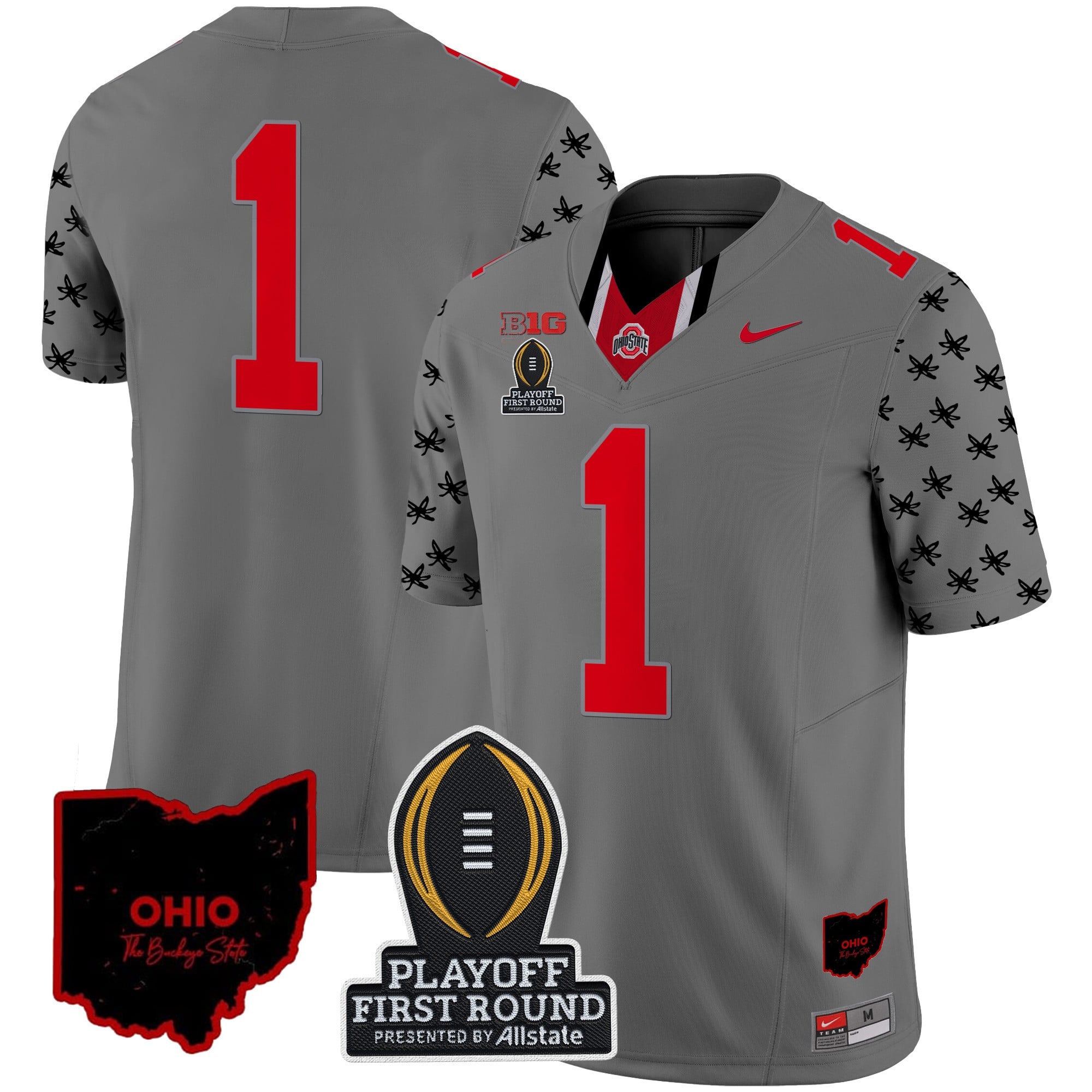 Men's Ohio State Buckeyes 2024 Playoff First Round Patch Vapor Limited Jersey - All Stitched