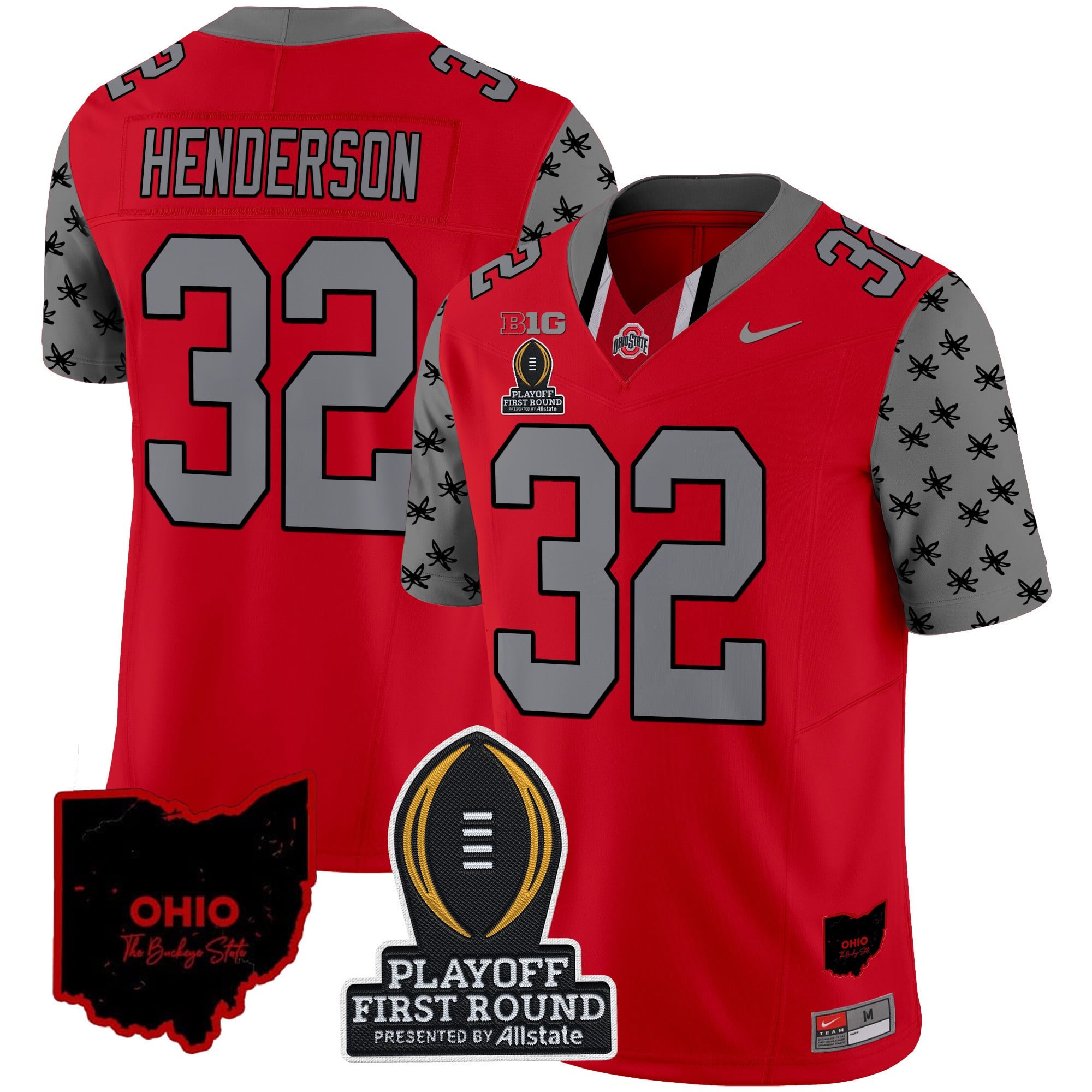 Men's Ohio State Buckeyes 2024 Playoff First Round Patch Vapor Limited Jersey - All Stitched