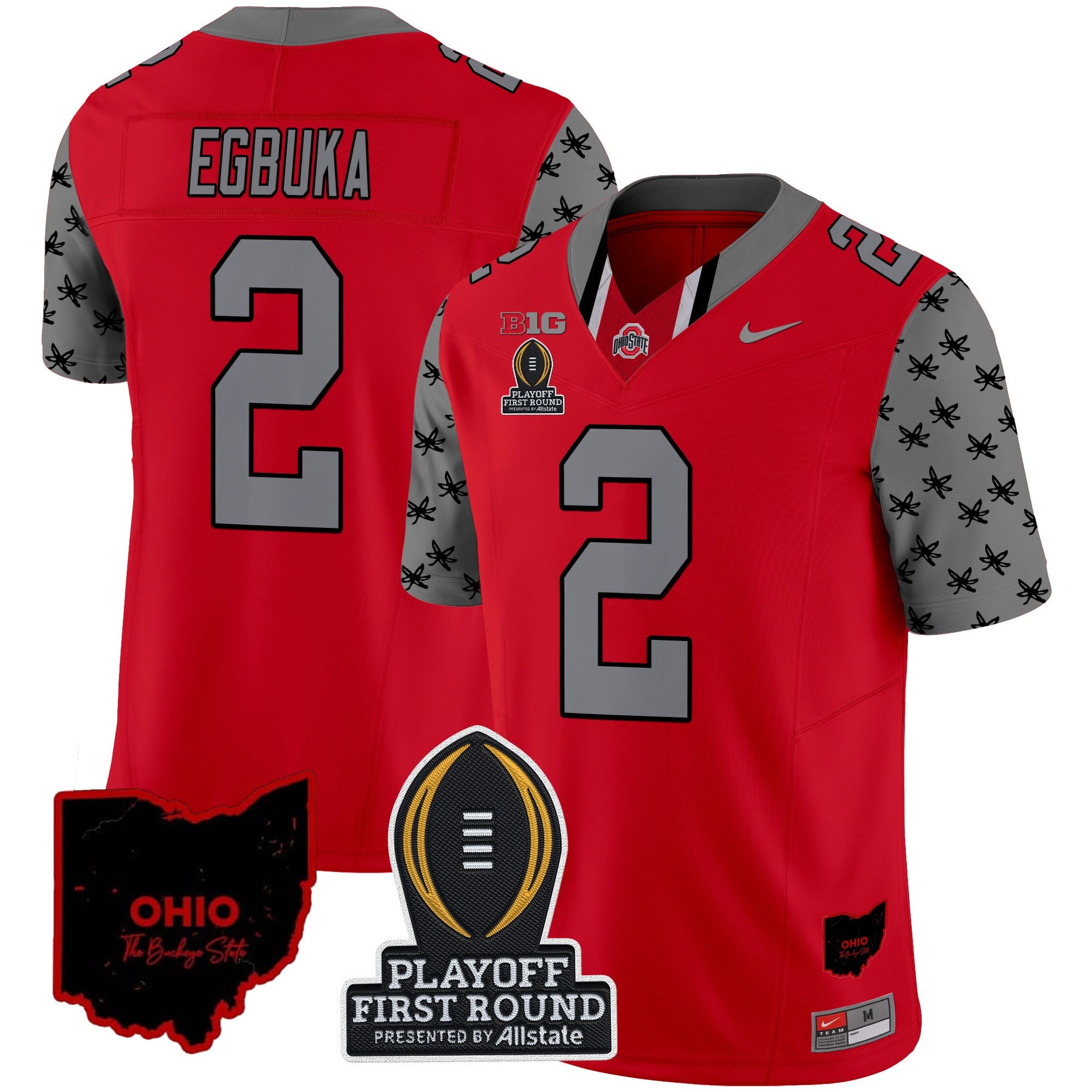Men's Ohio State Buckeyes 2024 Playoff First Round Patch Vapor Limited Jersey - All Stitched