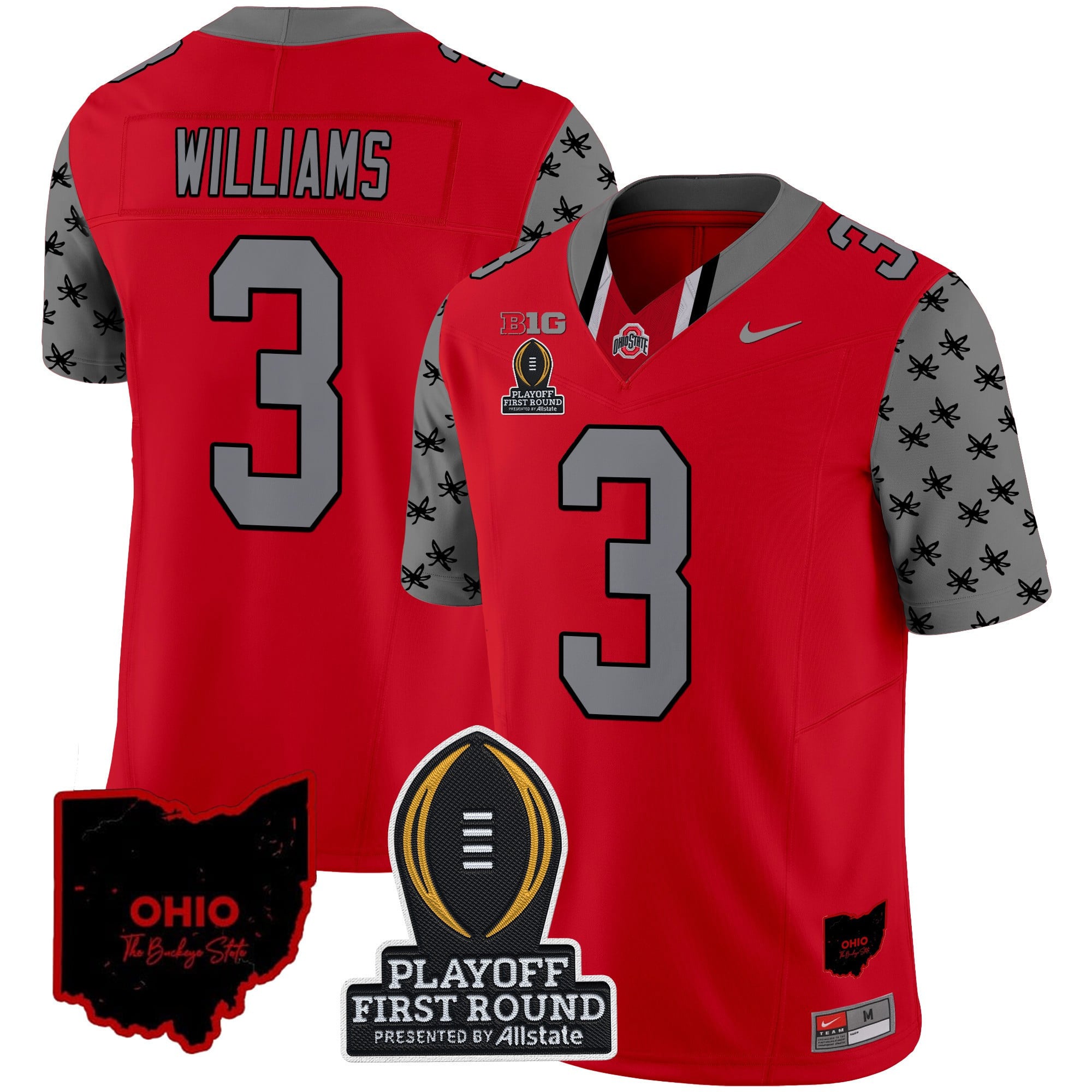Men's Ohio State Buckeyes 2024 Playoff First Round Patch Vapor Limited Jersey - All Stitched