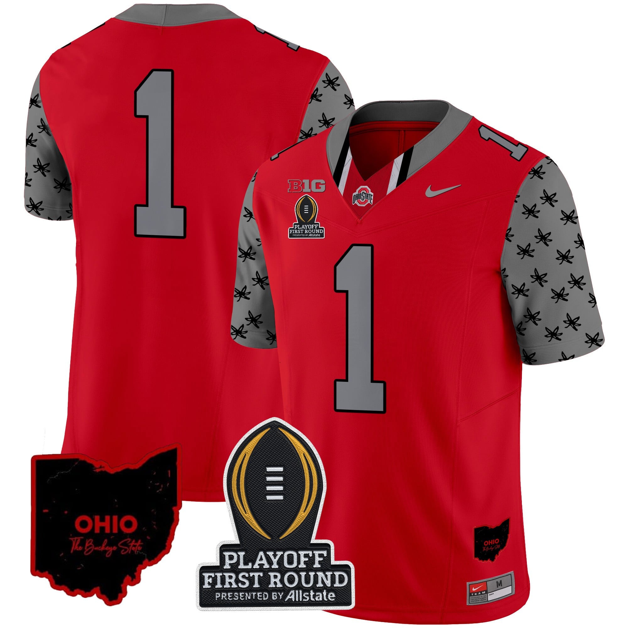 Men's Ohio State Buckeyes 2024 Playoff First Round Patch Vapor Limited Jersey - All Stitched