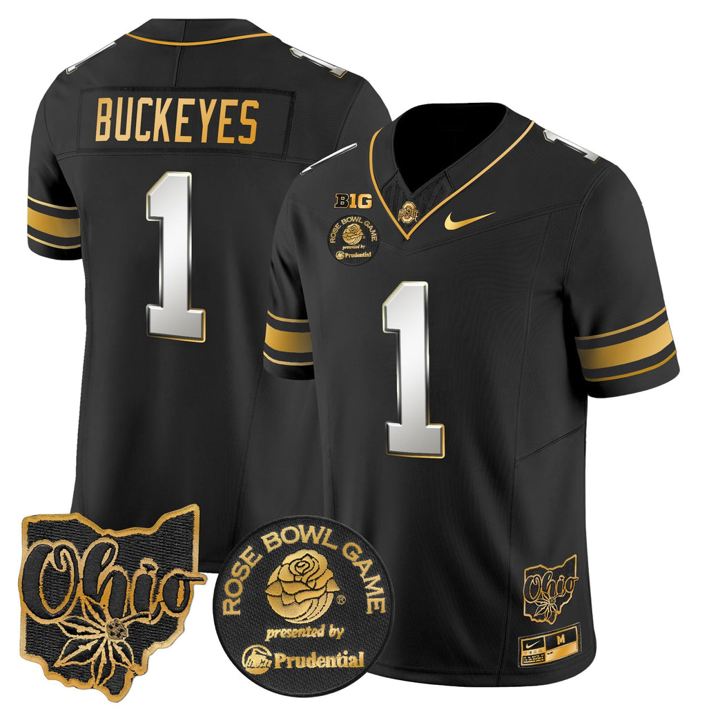 Men's Ohio State Buckeyes Rose Bowl Gold Vapor Limited Jersey - All Stitched