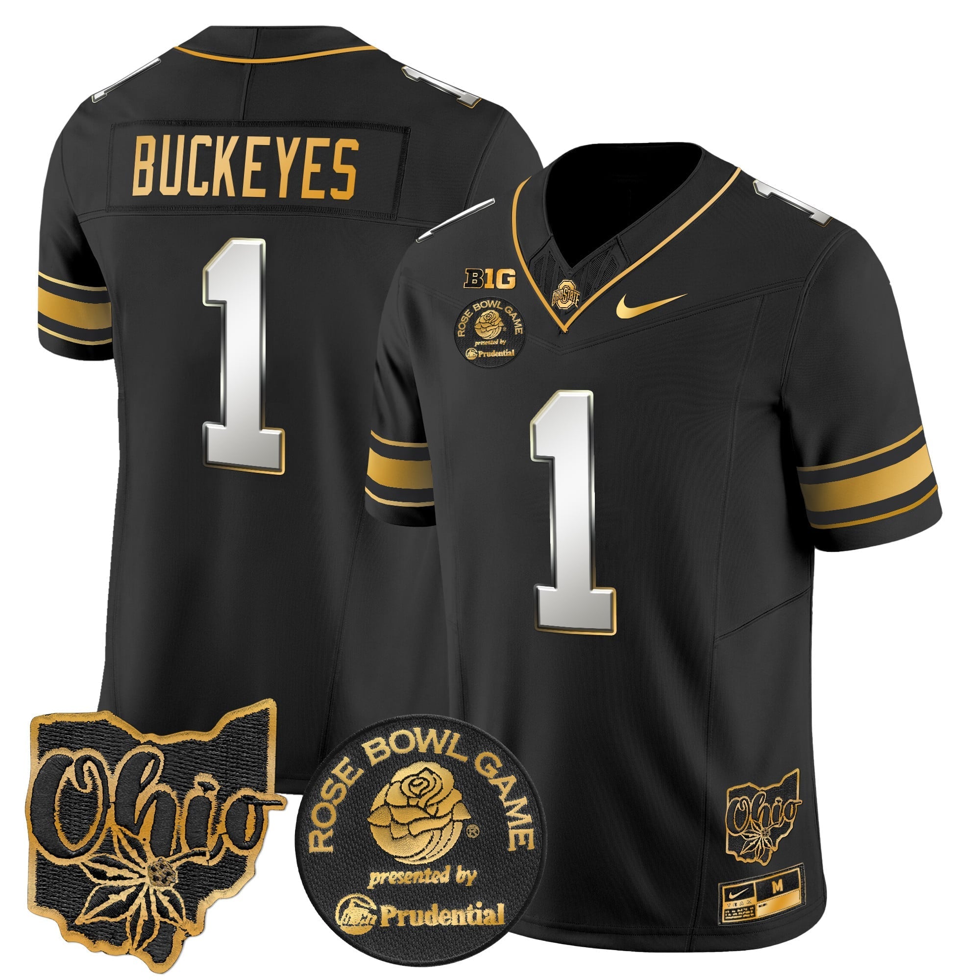 Men's Ohio State Buckeyes Rose Bowl Gold Vapor Limited Jersey - All Stitched