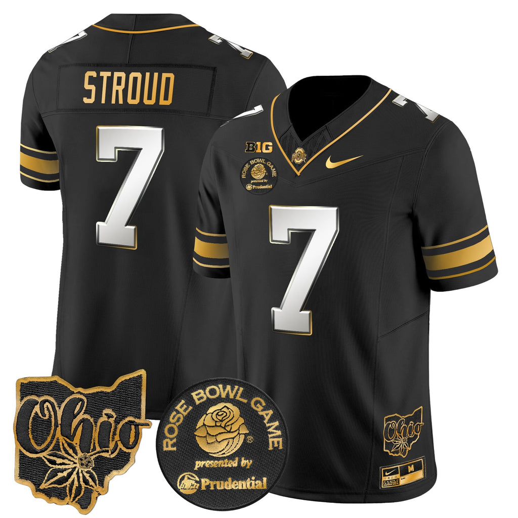 Men's Ohio State Buckeyes Rose Bowl Gold Vapor Limited Jersey - All Stitched